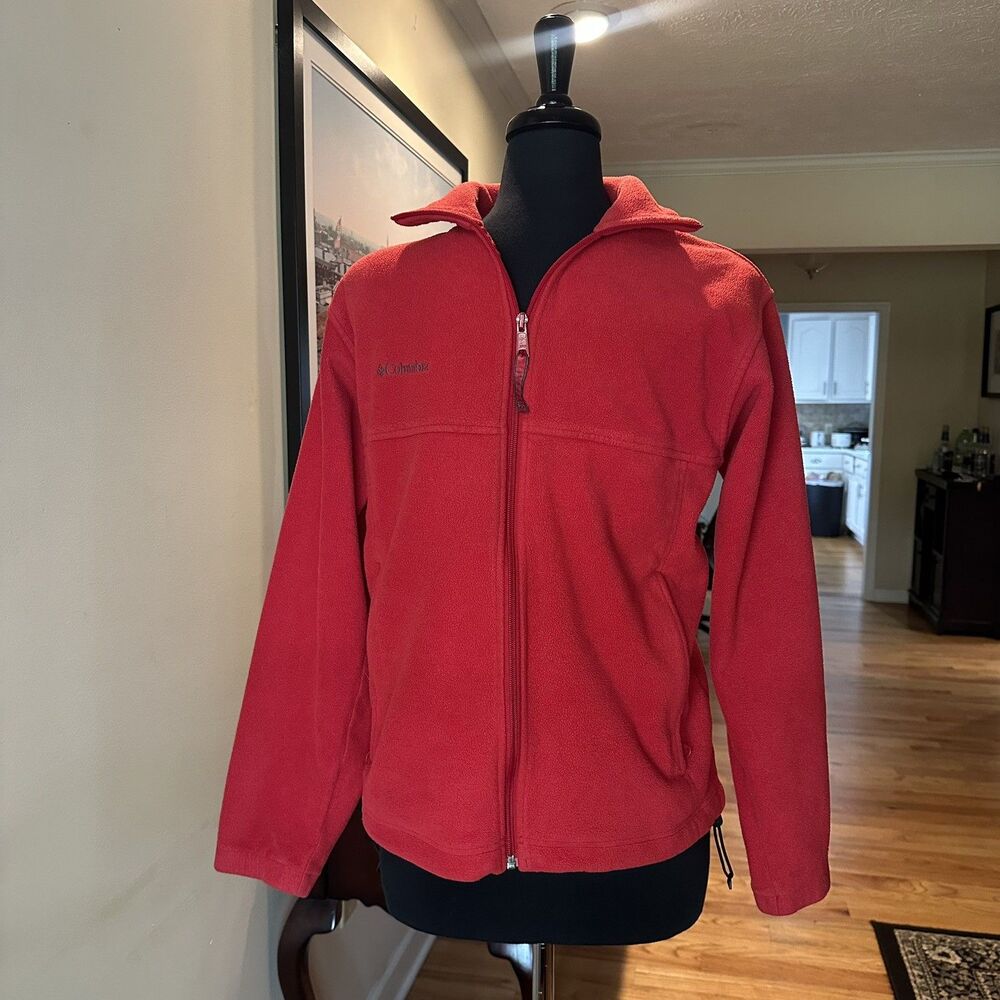 Columbia Jacket Men Medium Red Steens Mountain Fleece Full Zip Mock Neck Outdoor